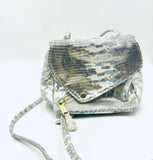 Sofia Crossbody Bag in metallic Snake gold silver white pattern