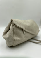 Josephine Crossbody Bag White with cream Grey texture soft suede finish