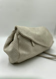 Josephine Crossbody Bag White with cream Grey texture soft suede finish