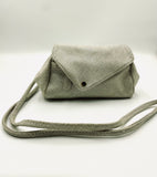 Sofia Convertible Bag in White cream grey soft texture suede.