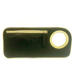 Hands Free Bracelet Clutch -Medium-  Black soft soft lamb Matte skin with gold Ring minor discolouration on back