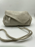 Josephine Crossbody Bag White with cream Grey texture soft suede finish