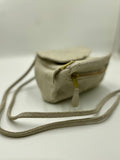 Sofia Convertible Bag in White cream grey soft texture suede.