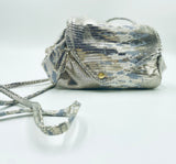 Sofia Crossbody Bag in metallic Snake gold silver white pattern