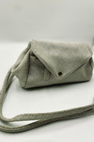 Sofia Convertible Bag in White cream grey soft texture suede.