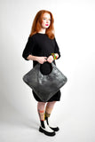 Diamond Shoulder Bag in Graphite Matte with Pearl Trim