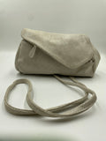 Josephine Crossbody Bag White with cream Grey texture soft suede finish