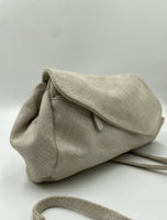 Josephine Crossbody Bag White with cream Grey texture soft suede finish