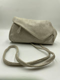 Josephine Crossbody Bag White with cream Grey texture soft suede finish