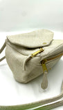 Sofia Convertible Bag in White cream grey soft texture suede.