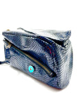 Josephine Crossbody Bag  Black Blue patent snake embossed