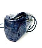 Josephine Crossbody Bag  Black Blue patent snake embossed