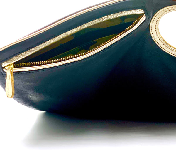 Hands-Free Bracelet Clutch - Medium - Black Matte soft leather with Go